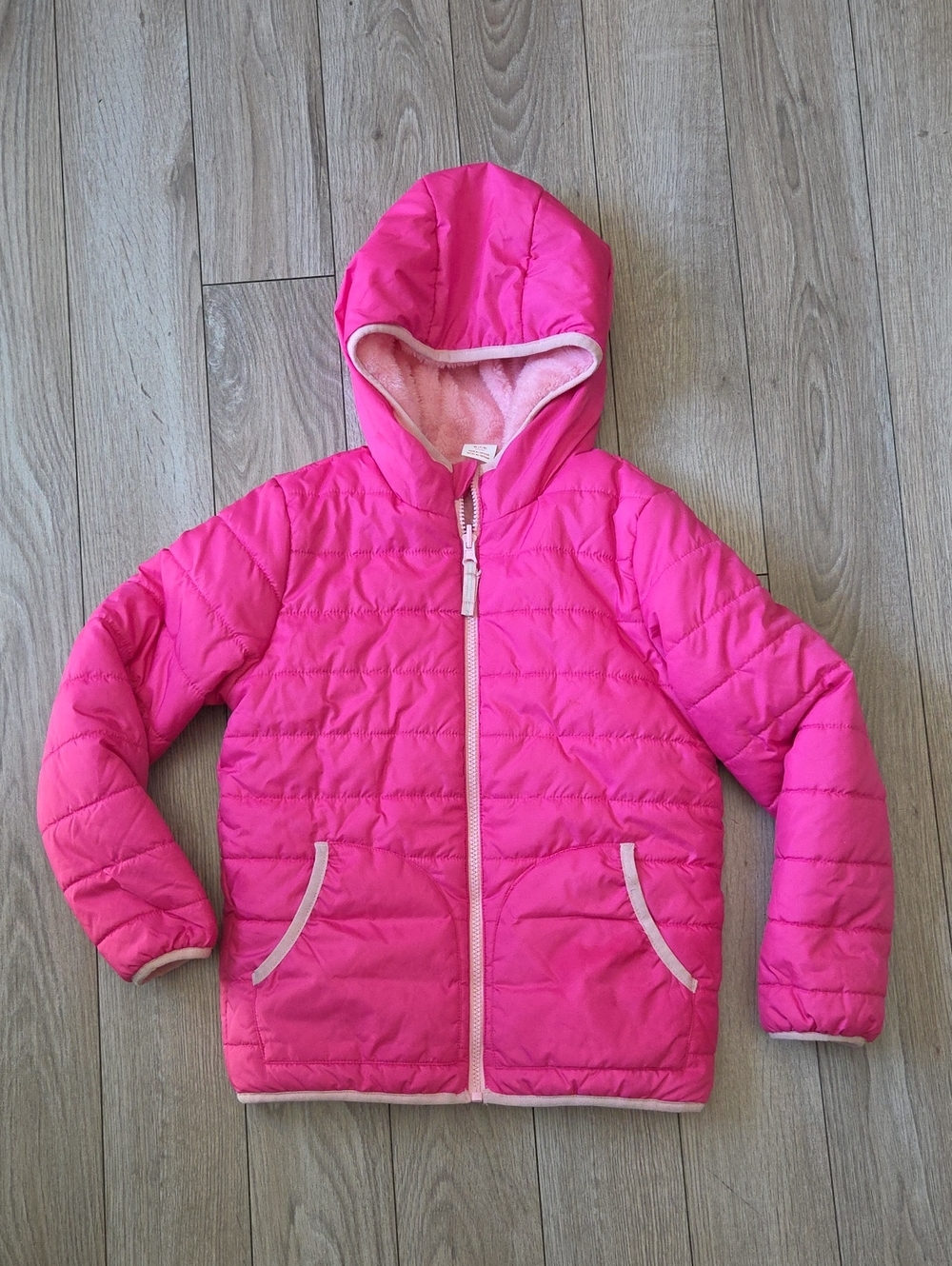 Cat & Jack Pink Medium 7 8 Girls' Faux-Fur Lined Hooded Puffer